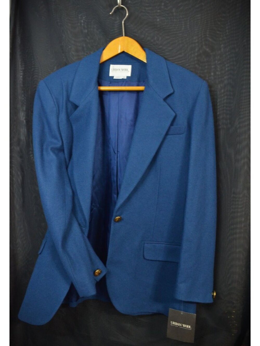 Urban Wool BLAZER Merino QVC Navy Blue Jacket Sz 16